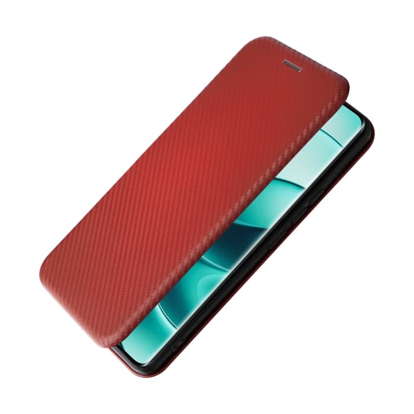 Redmi Note 14 Pro 4G Global - Flip Läderfodral med Kolfibertextur Brun