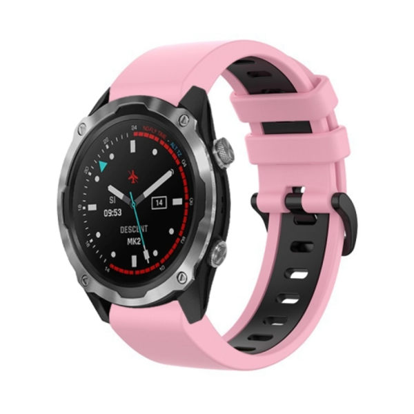 För Garmin Descent MK2 26mm silikon watch i två färger Pink-Black