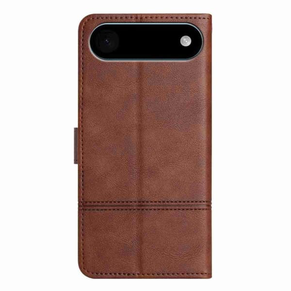 iPhone 17 Air Skal läderfodral - kohud med textur och sömnad Kaffe