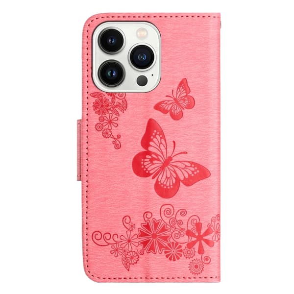Redmi Note 14 5G - Flip Läderfodral med Fjärilsprägling Rosa
