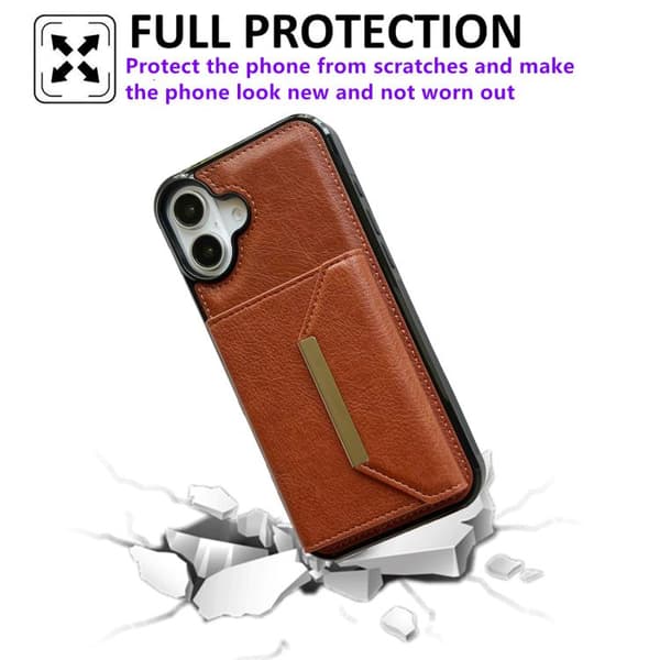 iPhone 17 Skal med Solid Färg och Metallspänne för Kortfack Brun