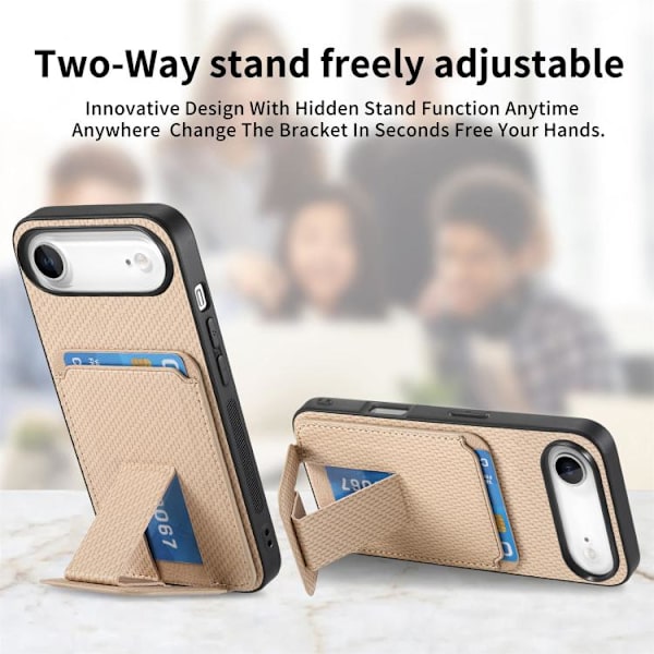iPhone 17 Air Skal - Kolfiber med Fällbart Ställ Kaki