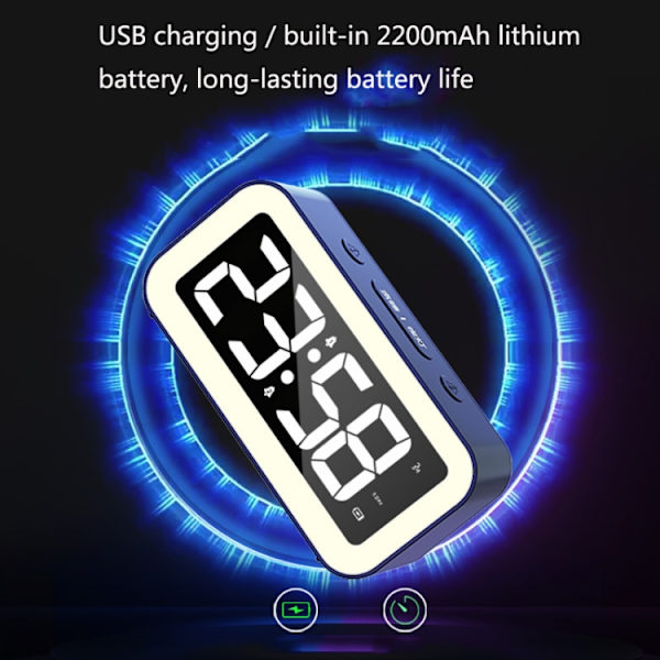 LED Elektronisk väckarklocka nattlampa (svart)