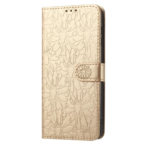 Redmi Note 14 Pro 5G - Daisy Prägad Läder fodral Guld