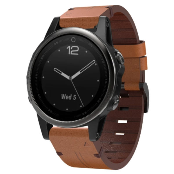 För Garmin Fenix ​​5S 20mm läder stålspänne watch Brown