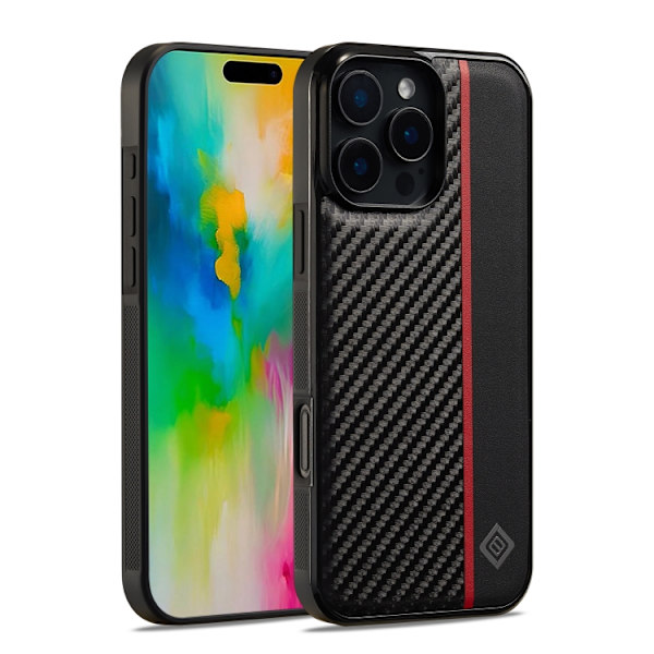 iPhone 16 Pro LC.IMEEKE 3-i-1 Kolfiber Textur Stötsäker Skal