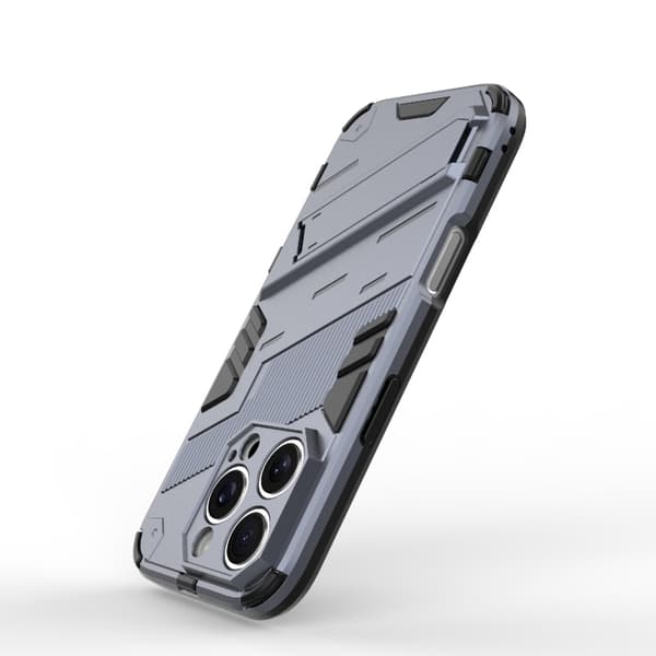 iPhone 16 Pro Punk Armor 2 1 PC + TPU Skal med Hållare Grå
