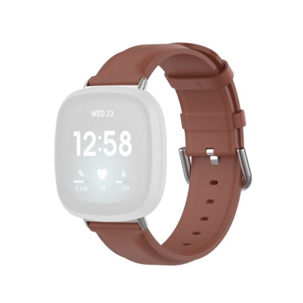 För Fitbit Versa 3 / Fitbit Sense Round Tail Leather Watch Band Brown