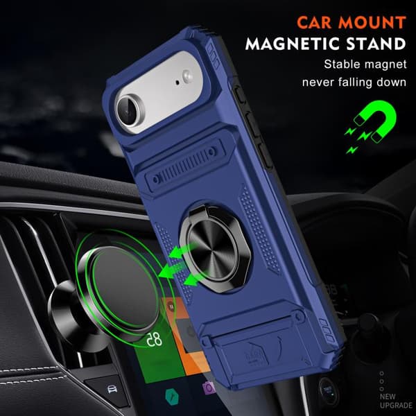 iPhone 17 Air Skal TPU+PC Stötsäker med Metallringhållare Blå