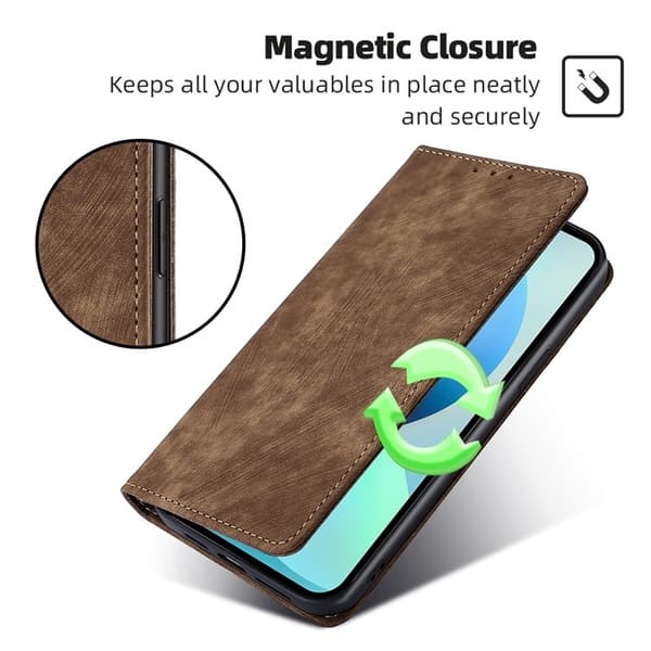 iPhone 16 Pro Max RFID Antistöld Borst Magnetisk Läder Skal - Fodral Brun