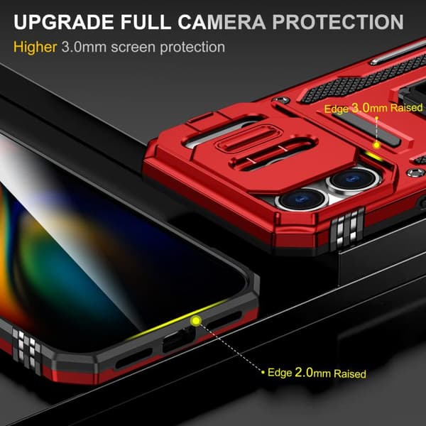 iPhone 17 Pro Skal med Armor PC + TPU Kameraskydd Röd