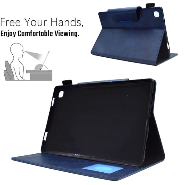 Samsung Galaxy Tab A7 Lite Suede Cross Texture Läderfodral med Magnetlås Blå