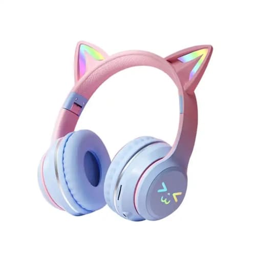 BT612 LED Cat Ear Single Sound Folding Bluetooth Hörlurar med Mikrofon Blå