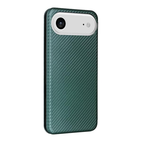iPhone 17 Air Skal läderfodral - kolfibertextur Grön