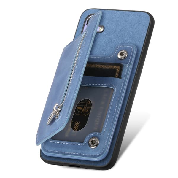 Redmi Note 14 Pro+ 5G Retro MagSafe Dragkedja Plånbok Kortväska Bakfodral Blå