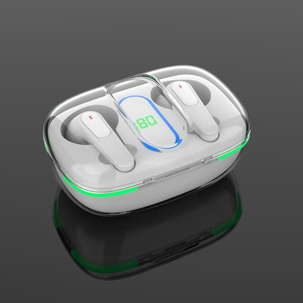 Pro 70 Intelligent Digital Display V5.3 Bluetooth-hörlurar Trådlös laddning Vit