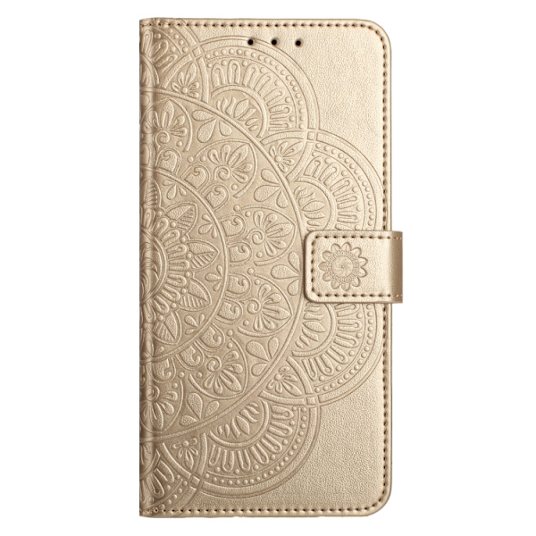 Redmi Note 14 Pro+ 5G - Blommig Prägad Läderfodral Guld