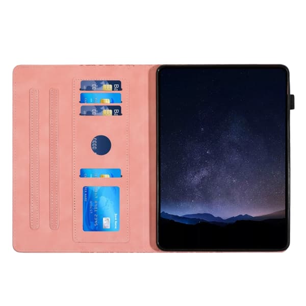 Samsung Galaxy Tab A9 / A11 Prägla Läderfodral för Surfplatta Rosa