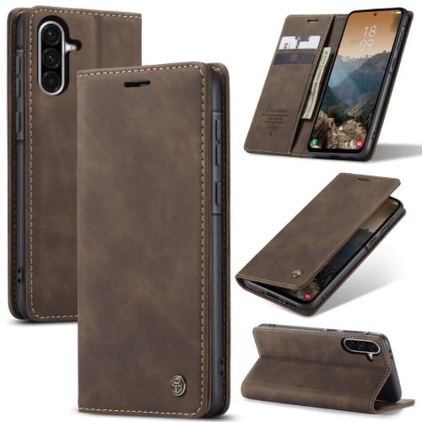 Samsung Galaxy A56 Skal CaseMe 013 Multifunktionell Horisontell Flip Läder Kaffe