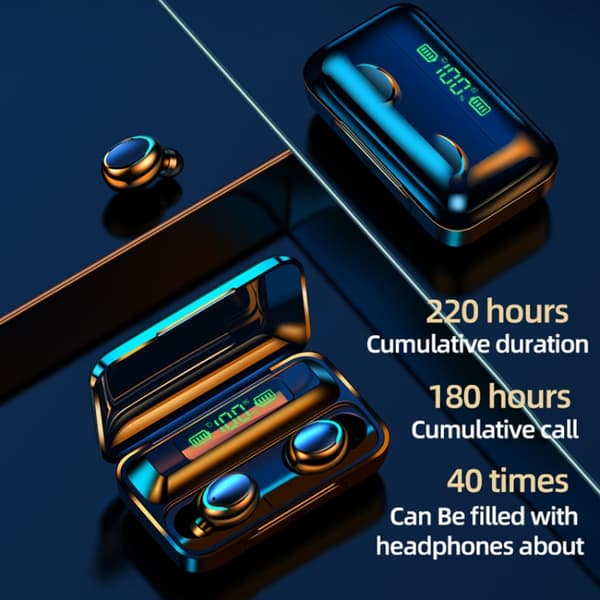 F9-5C Fyra-bar andningsljus + Digital display brusreducerande Bluetooth-hörlurar Svart