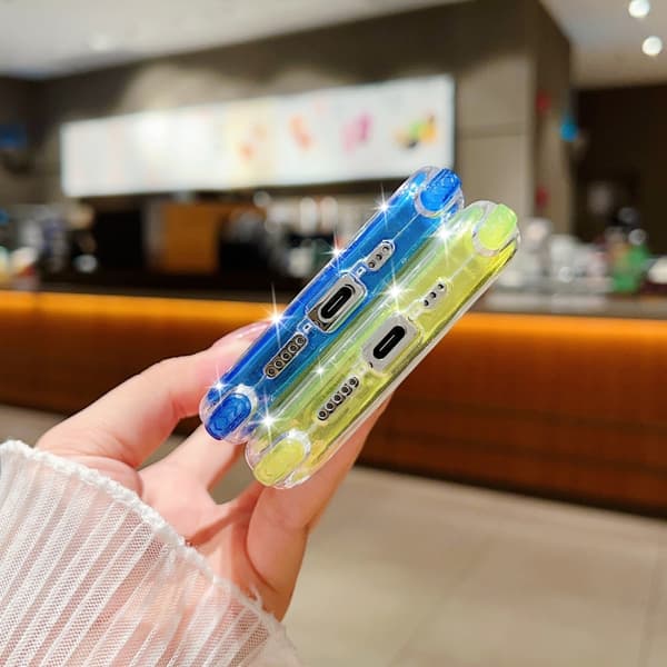 iPhone 16 Pro Glitter Powder 3-i-1 TPU + PC Skal Gul