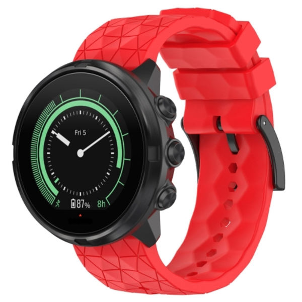 För Suunto 7 24 mm fotbollsmönster silikon watch i enfärgad färg Red