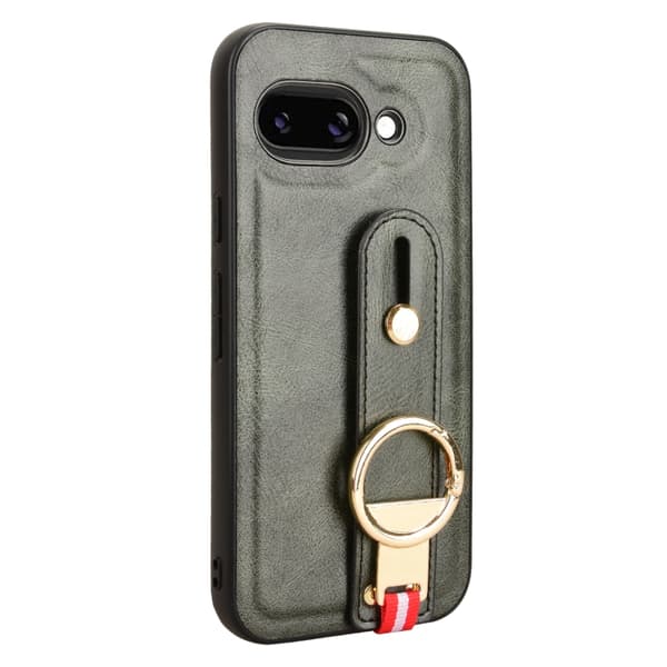 för Pixel 9a Skal i Läder med Handledsrem Grön
