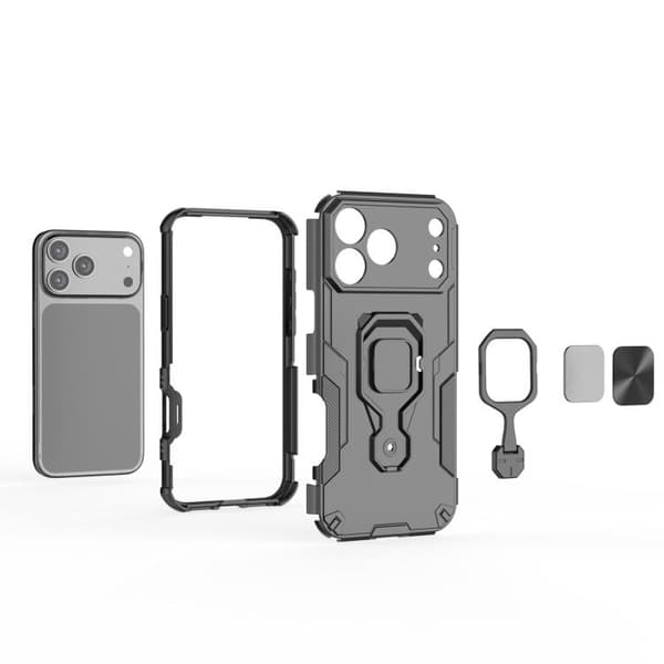 iPhone 18 Pro Max / iPhone 17 Pro Max Skal med Metall Kickstand och TPU Hybrid PC Blå