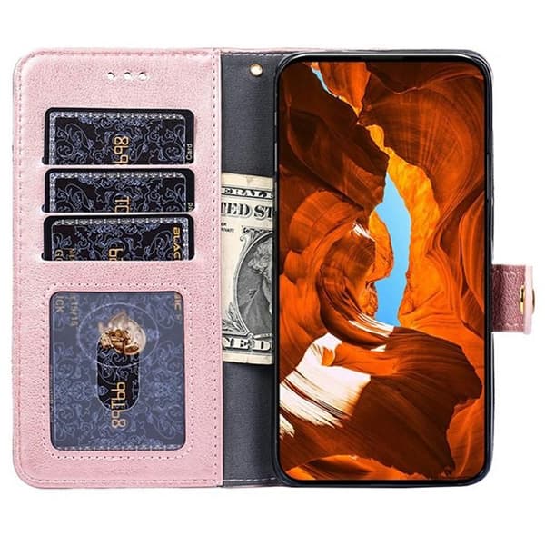 Redmi Note 14 Pro 4G - Läderfodral med dragkedja Roséguld