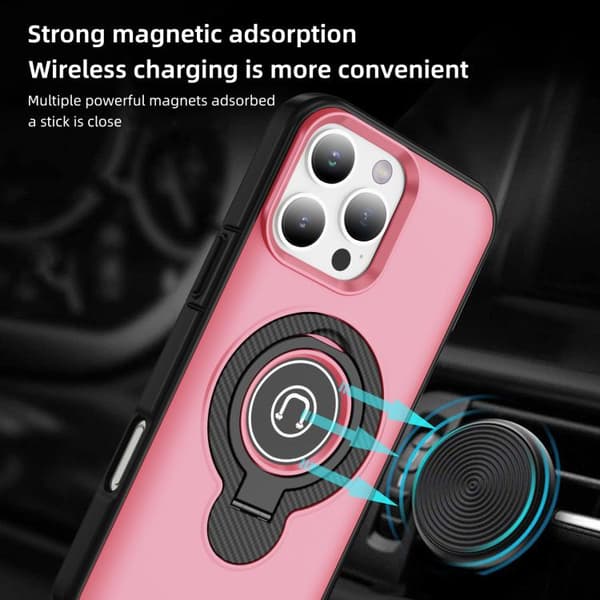 iPhone 16 Pro Max Ring Holder Magnetisk Skal Klarrosa