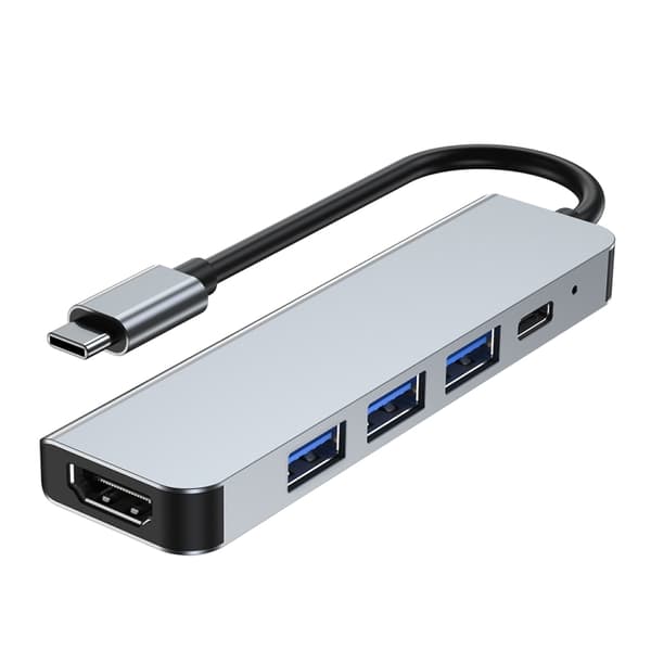 5-i-1 USB-C Docking Station Hub Adapter – Plug & Play, 4K HDMI, 87W PD, Compact & Portable