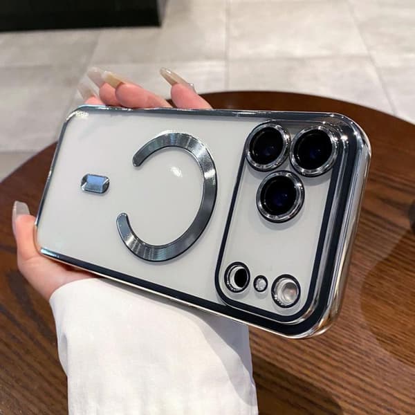 iPhone 18 Pro Max / iPhone 17 Pro Max Skal med elektroplätering och MagSafe Silver
