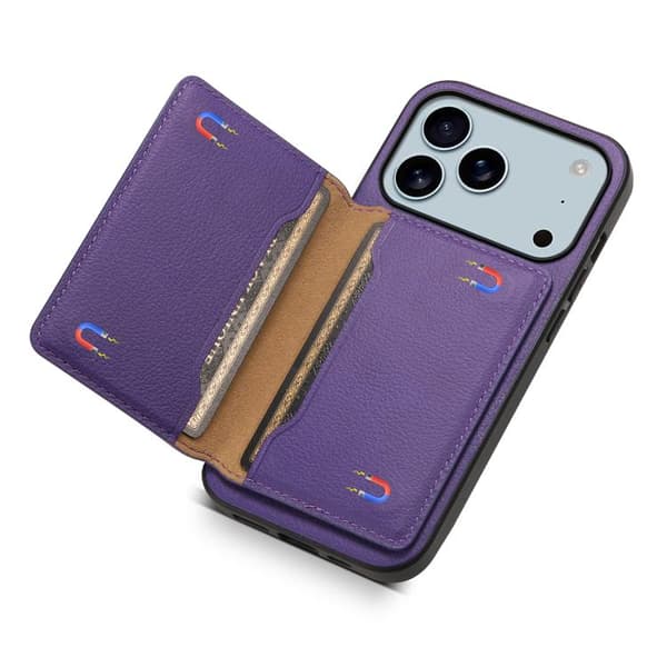 iPhone 18 Pro Max / iPhone 17 Pro Max Skal - kalvskinnstextur med full täckning Purpur