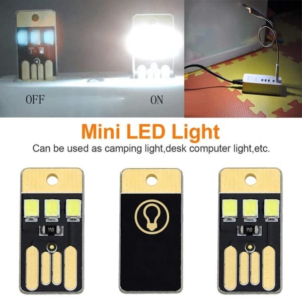 10 st Mini Pocket Card USB Power Keychain LED Nattlampa (Vit)