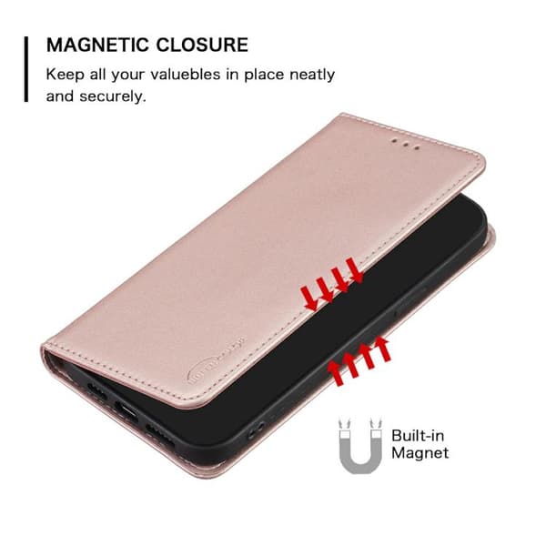 iPhone 18 Pro Max / iPhone 17 Pro Max Skal Läderfodral - Magnetiskt Guld