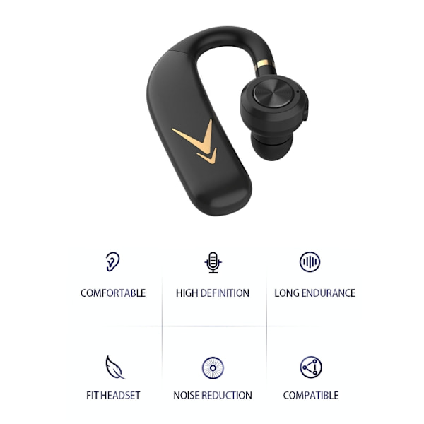 HXSJ J6 TWS Bluetooth 5.0 Enkelsidig öronsnäcka brusreducerande hörlurar Svart+guld