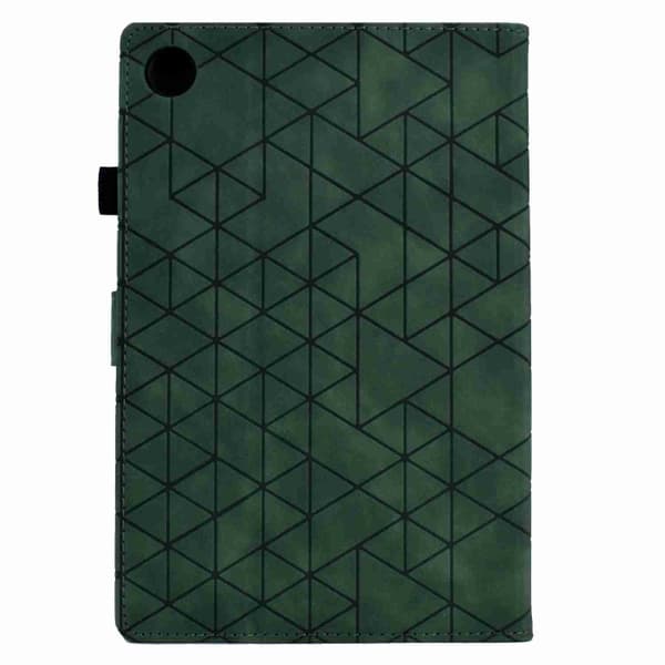 Samsung Galaxy Tab A9 / A11 Rhombus TPU Smart Läderfodral Grön