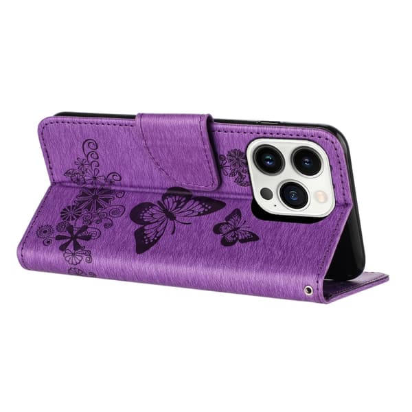 Redmi Note 14 5G - Flip Läderfodral med Fjärilsprägling Purpur