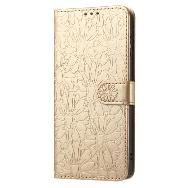 Redmi A5 4G - Daisy Prägad Läderfodral Guld