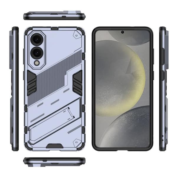 Samsung Galaxy S25 Edge 5G Skal Punk Armor 2 i 1 PC + TPU Stötsäker med Osynlig Hållare Grå
