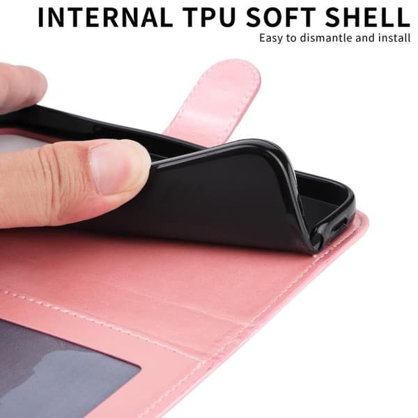 iPhone 17 Skal läderfodral med präglad solros Rosa