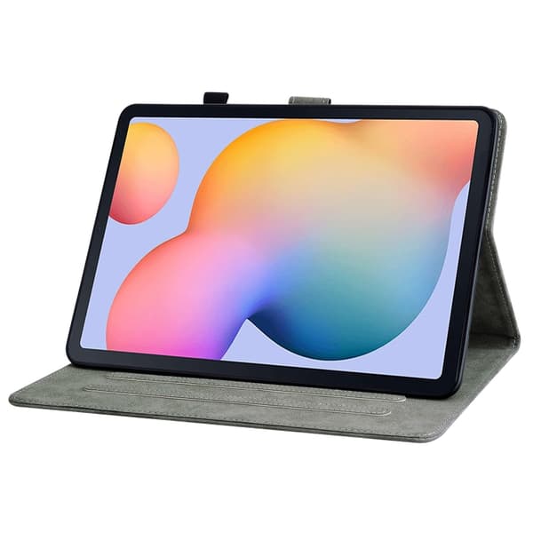 Samsung Galaxy Tab S6 Lite Tigermönster Flip Läderfodral Grå