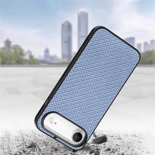 iPhone 17 Air Skal - Kolfibertextur och Läder Blå