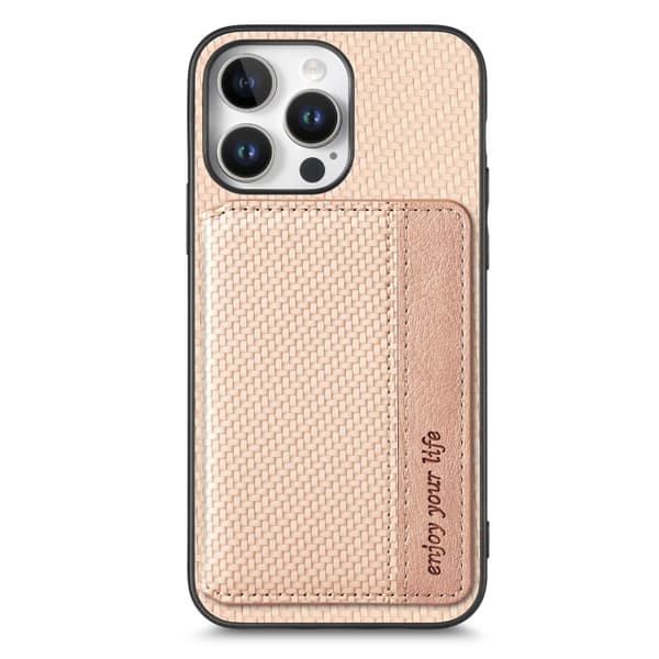 iPhone 16 Pro Max Skal Kolfiber med Magnetisk Kortficka och RFID-Skydd Kaki