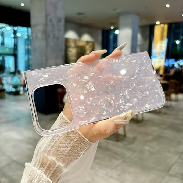 för Pixel 10 Pro Fällbar Skal med Pärlemorskalad Textur Rosa Grön