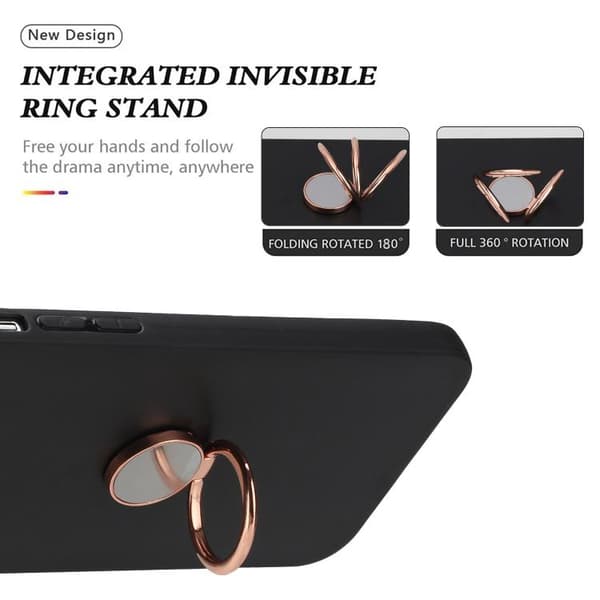 Redmi Note 14 4G EU-version TPU-fodral med matt ringhållare - Roséguld