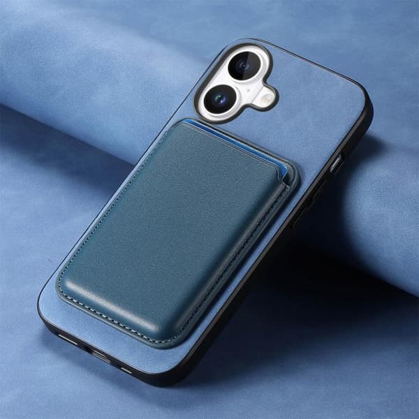 iPhone 17 Retro Magsafe Kortväska PU Bakskal Blå