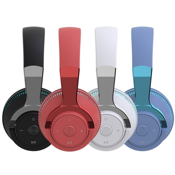 H2 Färgglad Luminous Subwoofer Fällbar Retractable Kort Trådlös Bluetooth Headset Vit