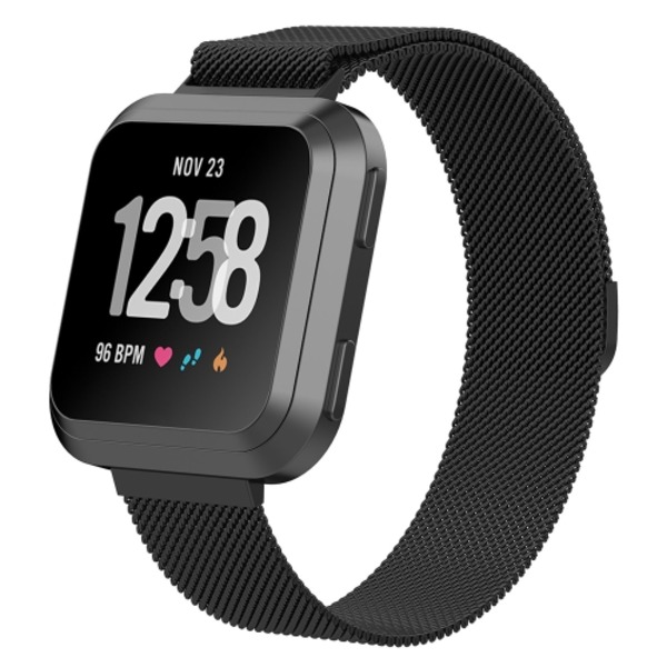 För Fitbit Versa 2 / Fitbit Versa / Fitbit Versa Lite Milanese watch , Stor Storlek: 2,3x25,8cm Black