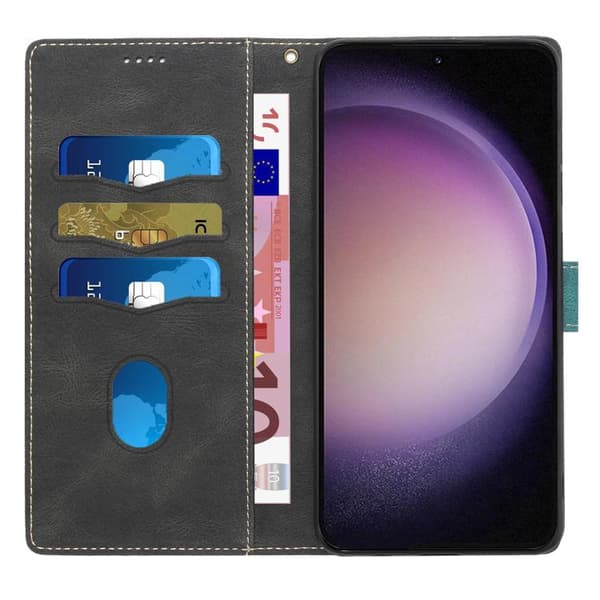 iPhone 18 Pro Max / iPhone 17 Pro Max Skal läderfodral med lanyard - Grid Stitching Svart